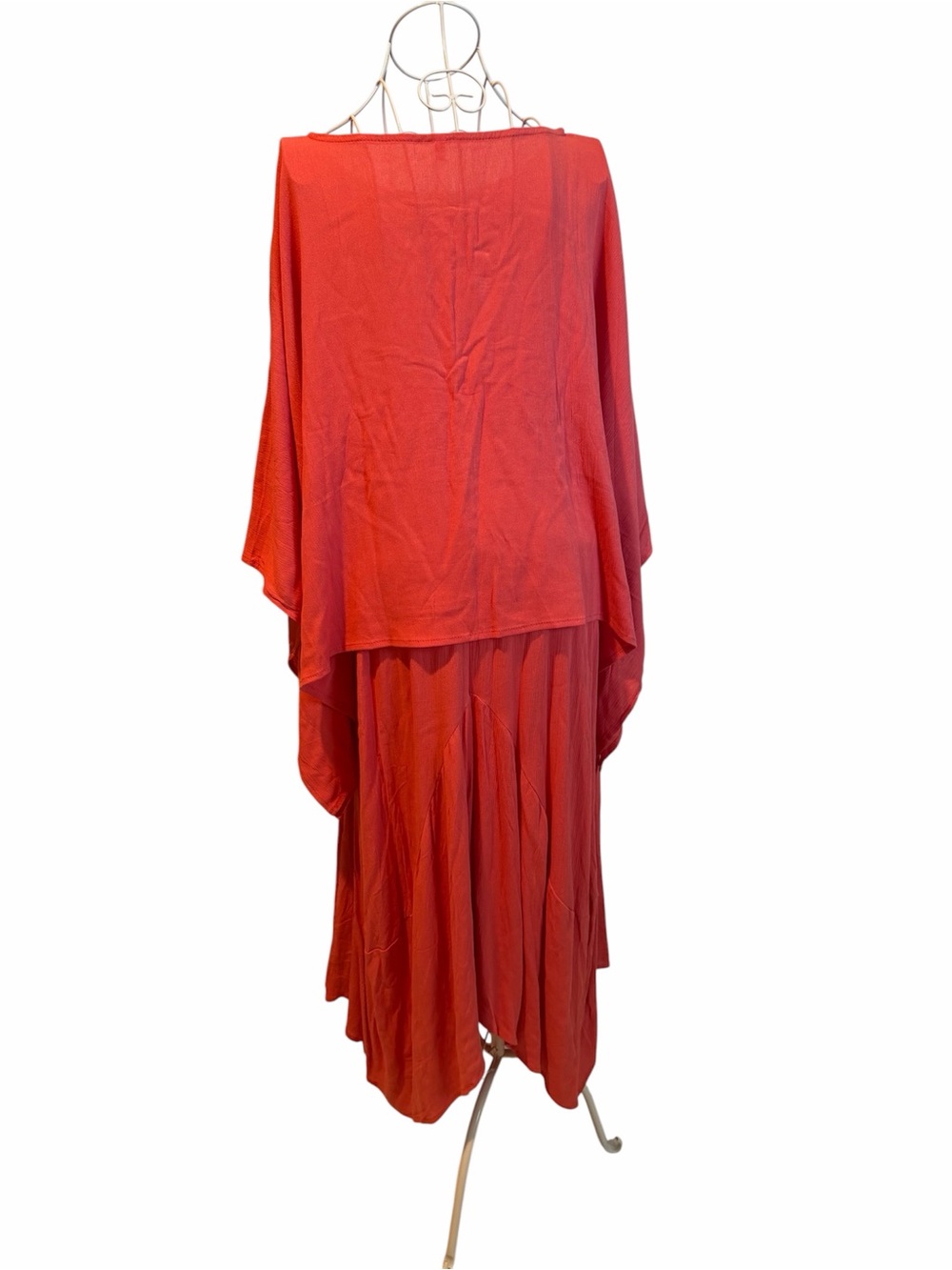 Flowy Red Two-Piece Set - Draped Top & Skirt| size XL
